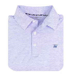 Albatross Polo - Heather Lavender w/ White Microstripes