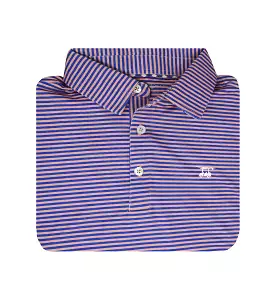 Albatross Polo - Heather Royal Blue w/ Peach Stripe