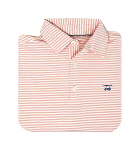 Albatross Polo - Peach / White Stripe