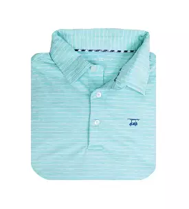 Albatross Youth Polo - Heather Aruba w/ White Pinstripes