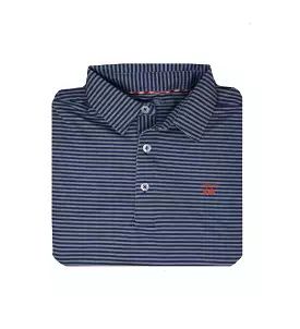 Albatross Youth Polo - Medieval w/ Heather Grey Stripes