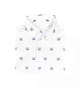 Albatross Youth Polo - White w/ Golf Carts