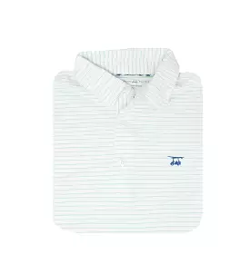 Albatross Youth Polo - White w/ Seaglass Stripes