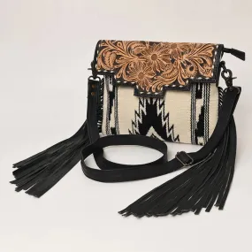 American Darling Black & White Aztec Fringe Purse