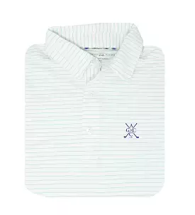 Ames CC - Albatross Polo- White w/ Seaglass Pinstripes