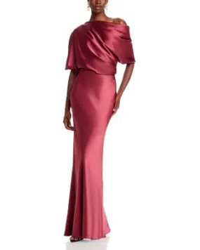 Amsale Draped Satin One Shoulder Dress