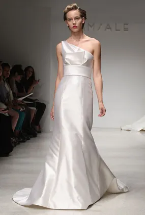 Amsale 'Hampton' Asymmetrical Trumpet Wedding Dress