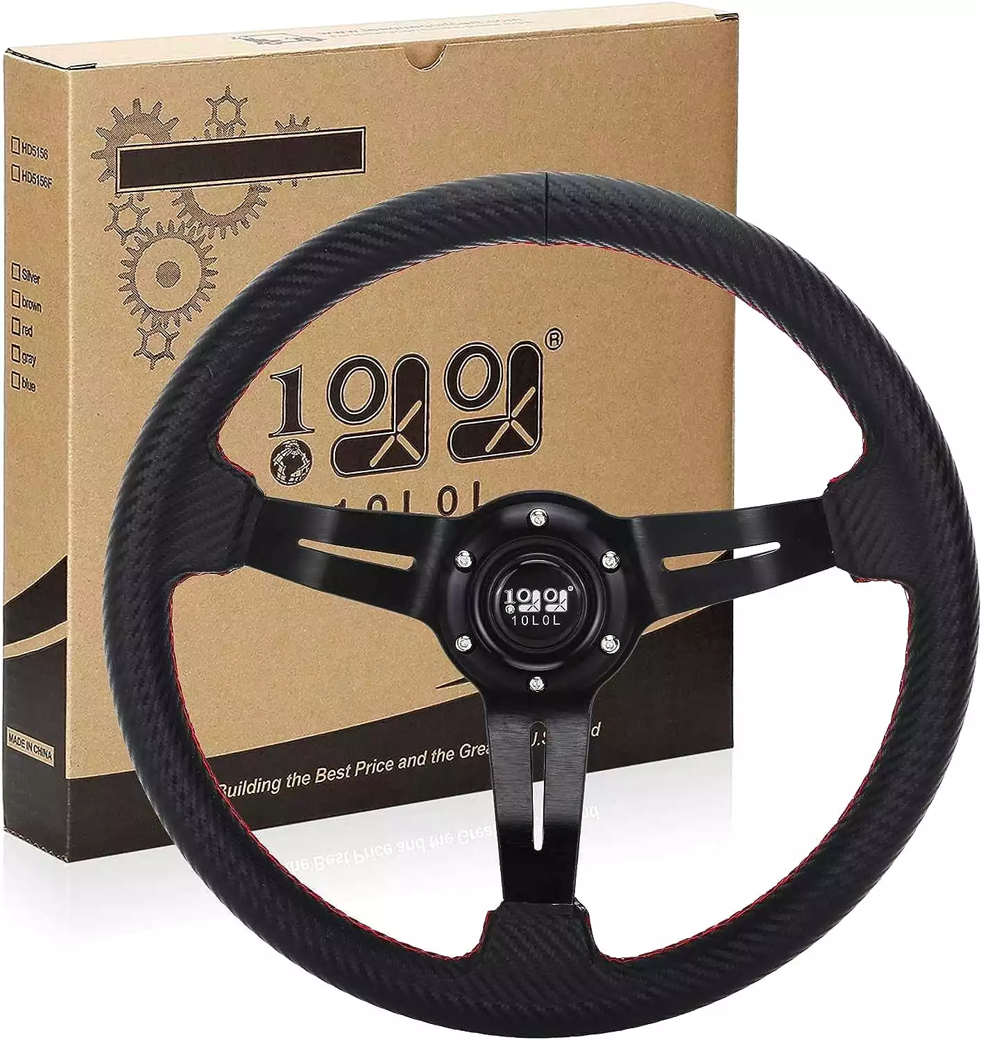 Black Golf Cart Steering Wheel for EZGO Club Car Yamaha Ergonomic Design - 10L0L