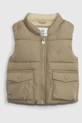 Brown Utility Puffer Gilet