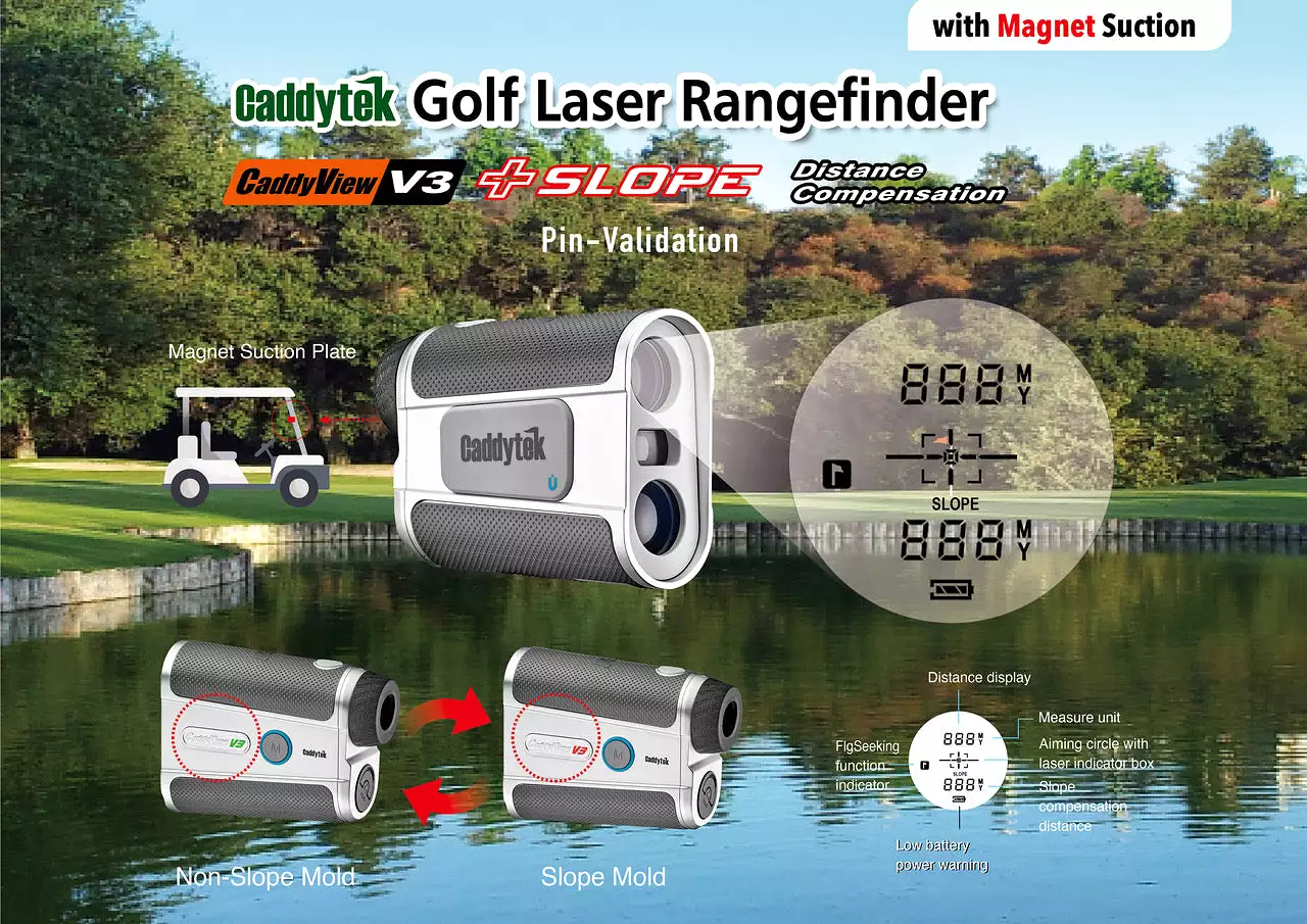 Caddytek Golf Laser Rangefinder with Slope and Pin Validation Functions V3