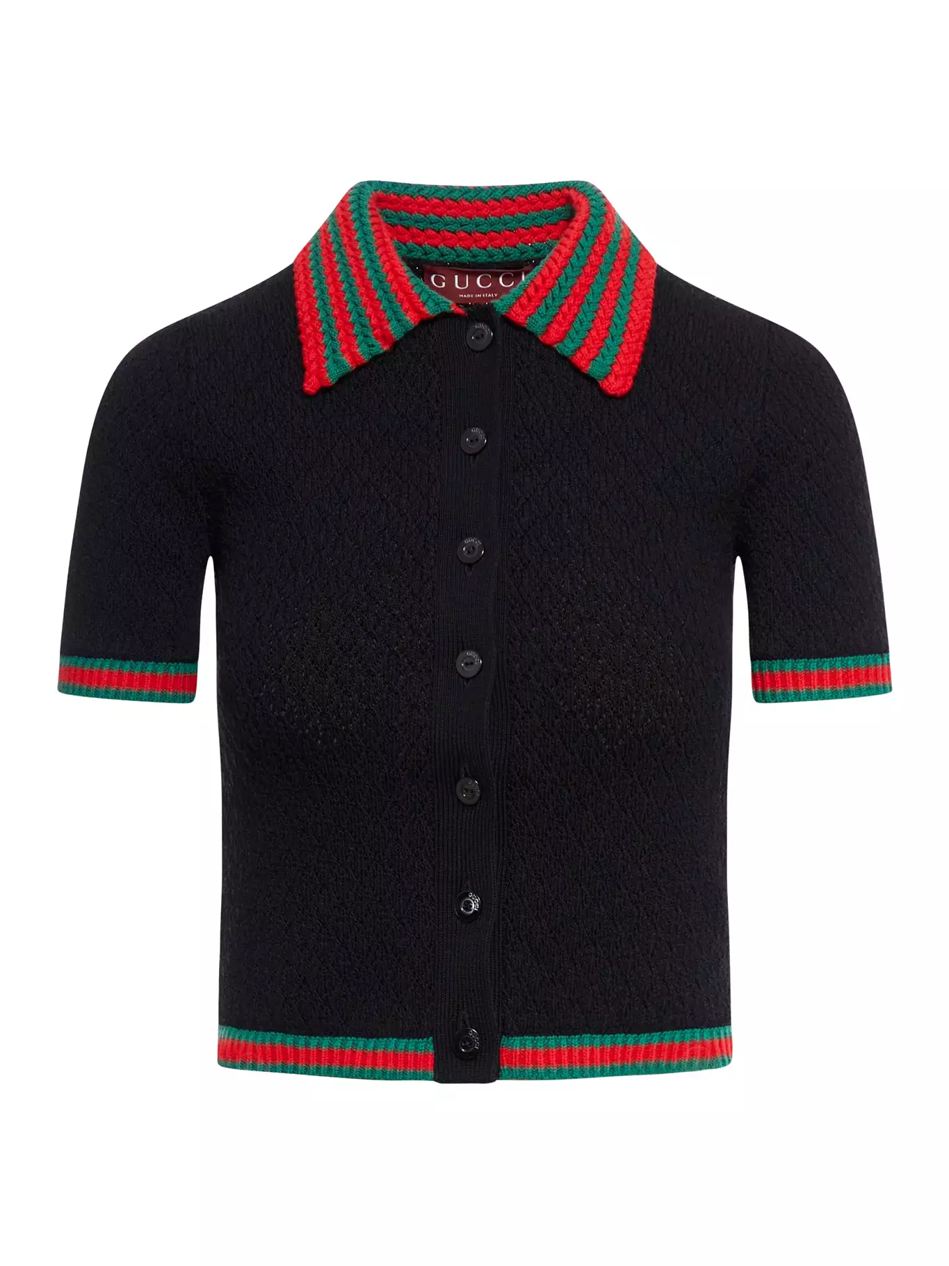 COTTON LACE POLO SHIRT WITH WEB PATTERN