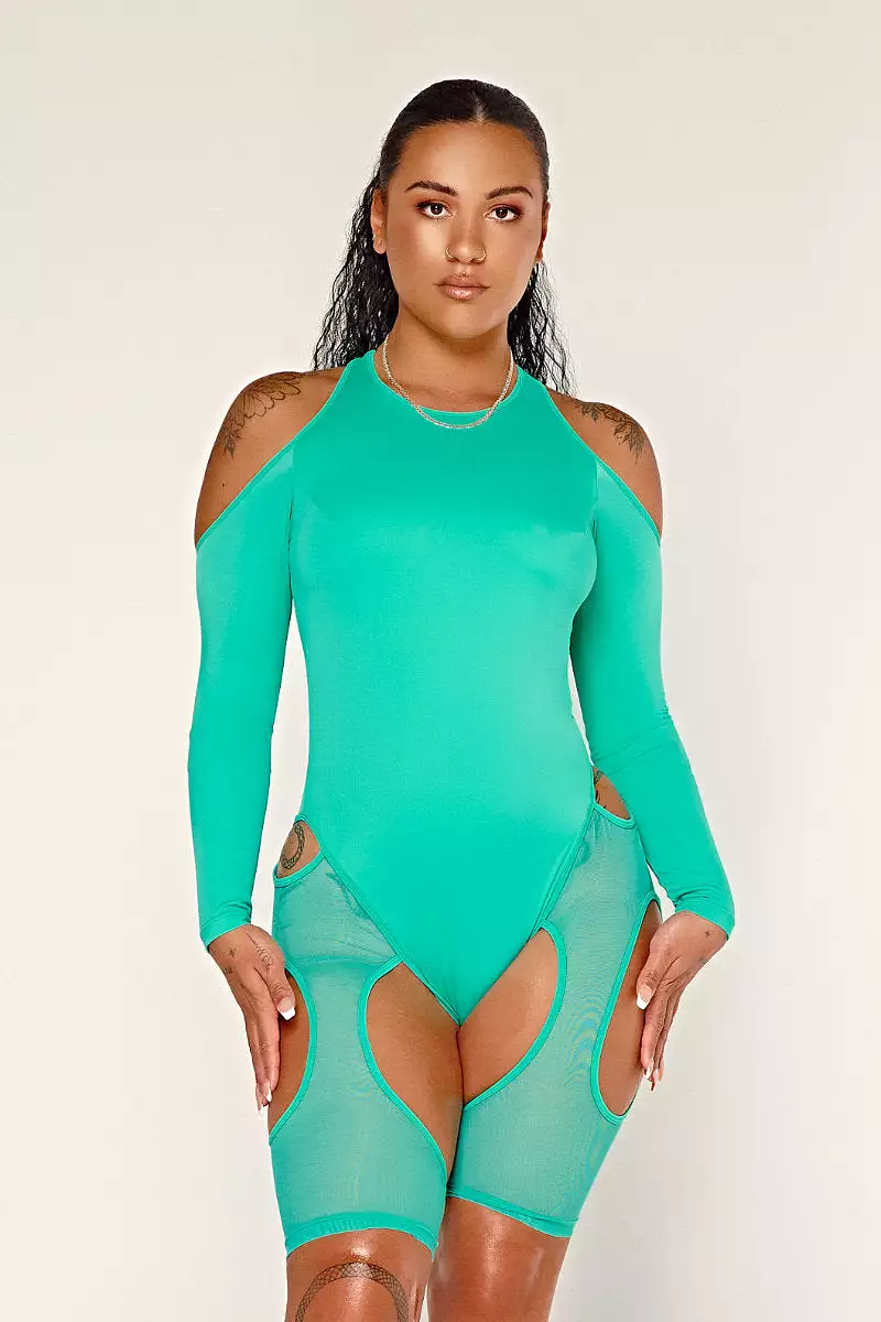 CXIX Dollhaus Mesh Bodysuit - Aqua