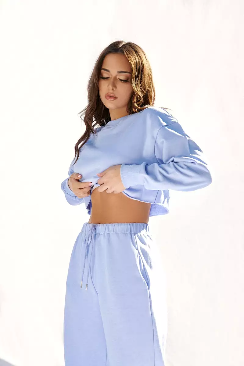 CXIX Oversized Cropped Jumper - Powder Blue