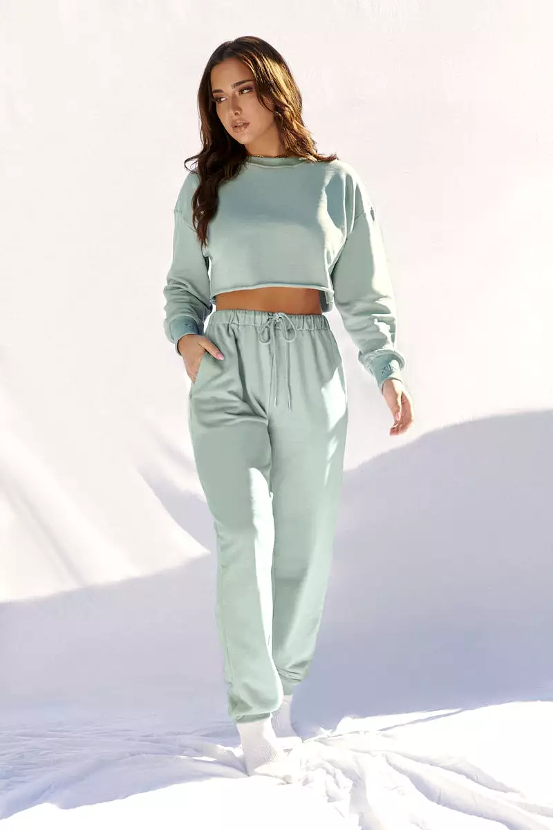 CXIX Oversized Cropped Jumper - Sage