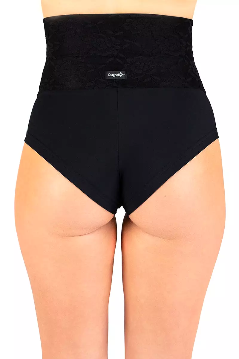 Dragonfly Betty High-Waisted Shorts - Lace Black