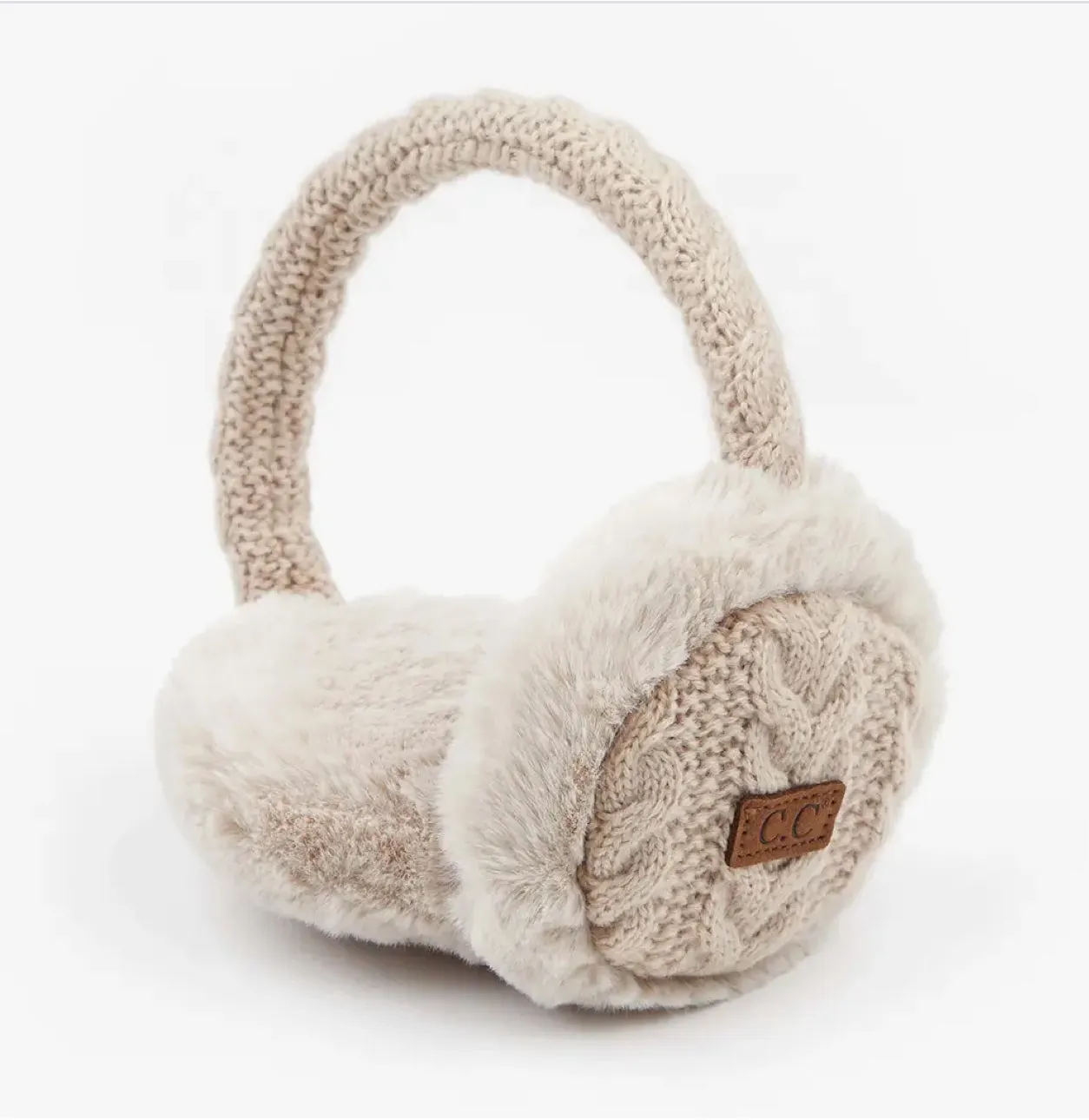 FASHION CITY CABLE KNIT FAUX FUR EAR MUFFS