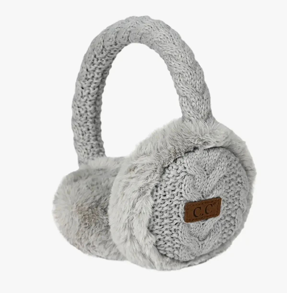 FASHION CITY CABLE KNIT FAUX FUR EAR MUFFS