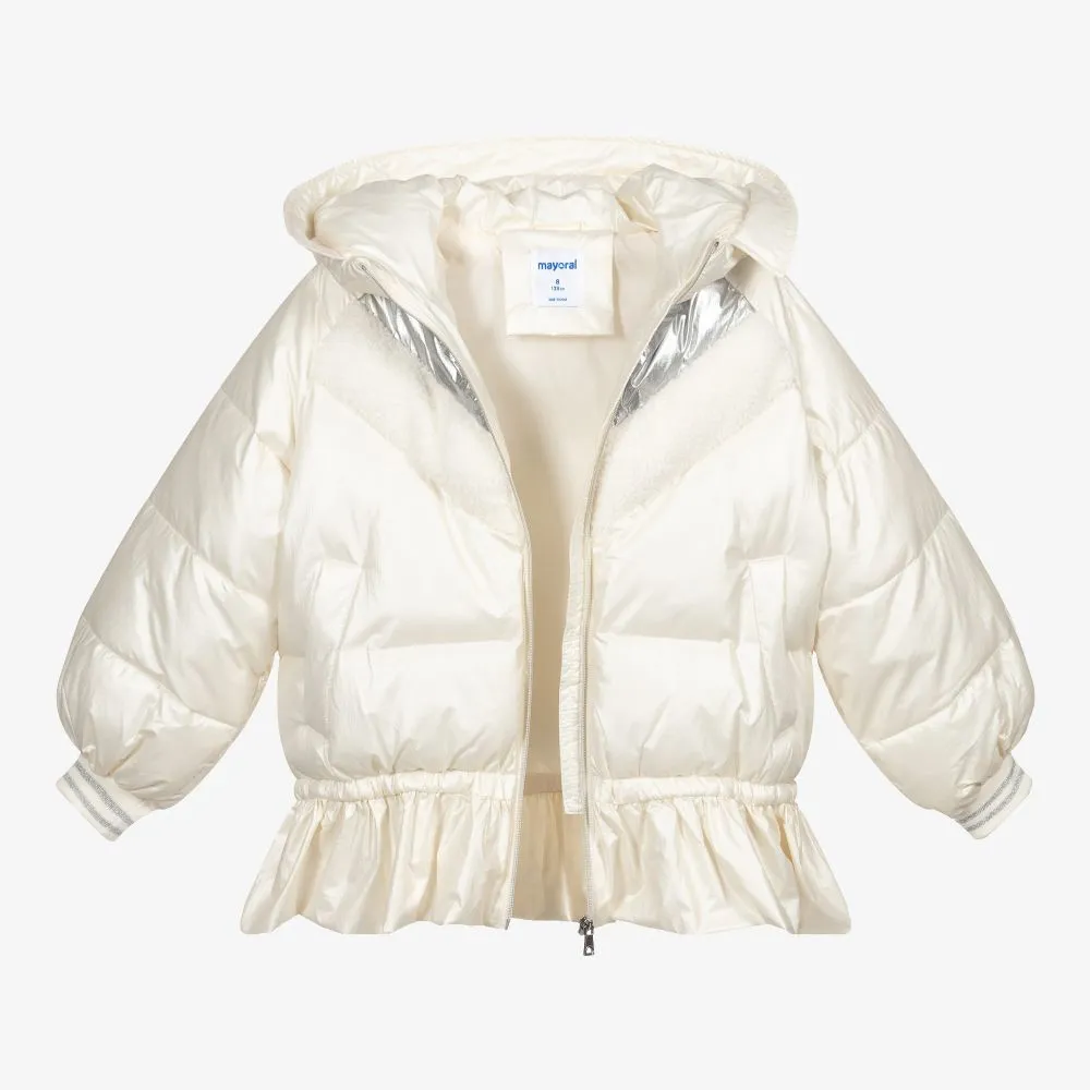 Girls Ivory Puffer Jacket