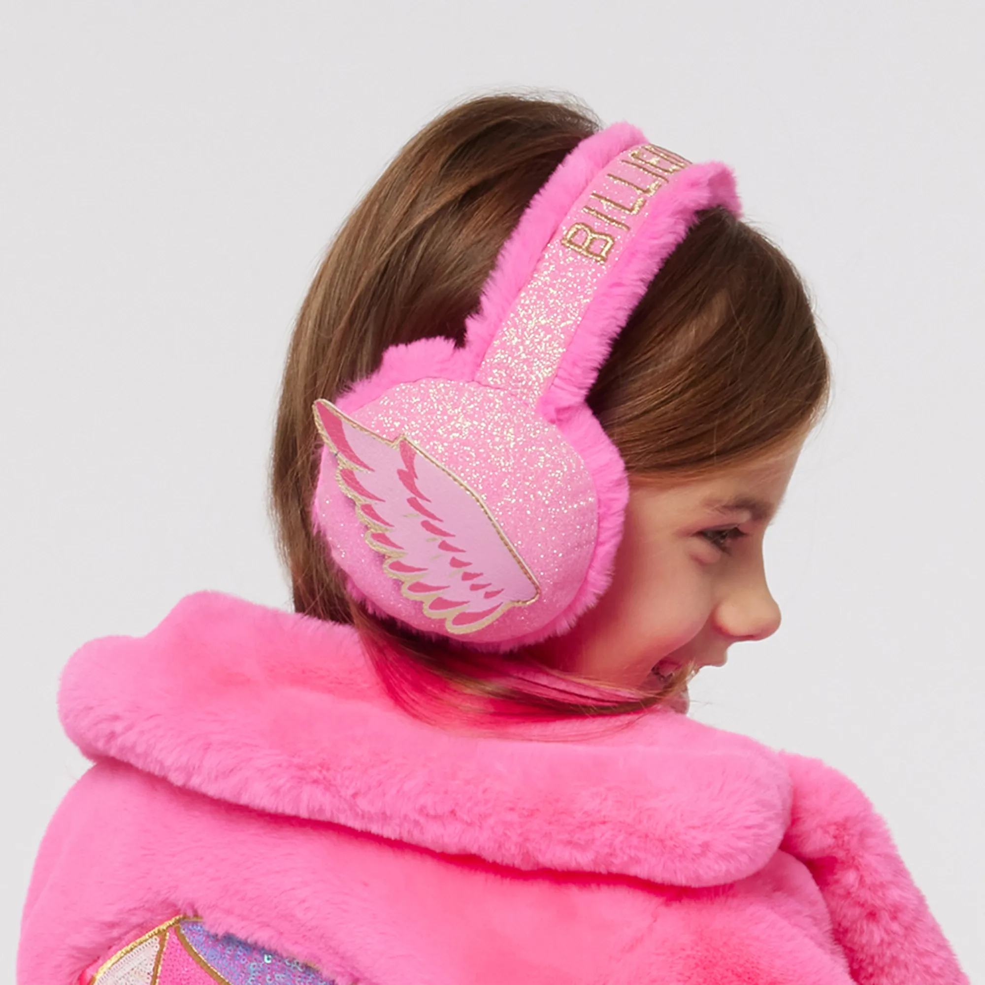 Girls Pink Glitter Ear Muffs