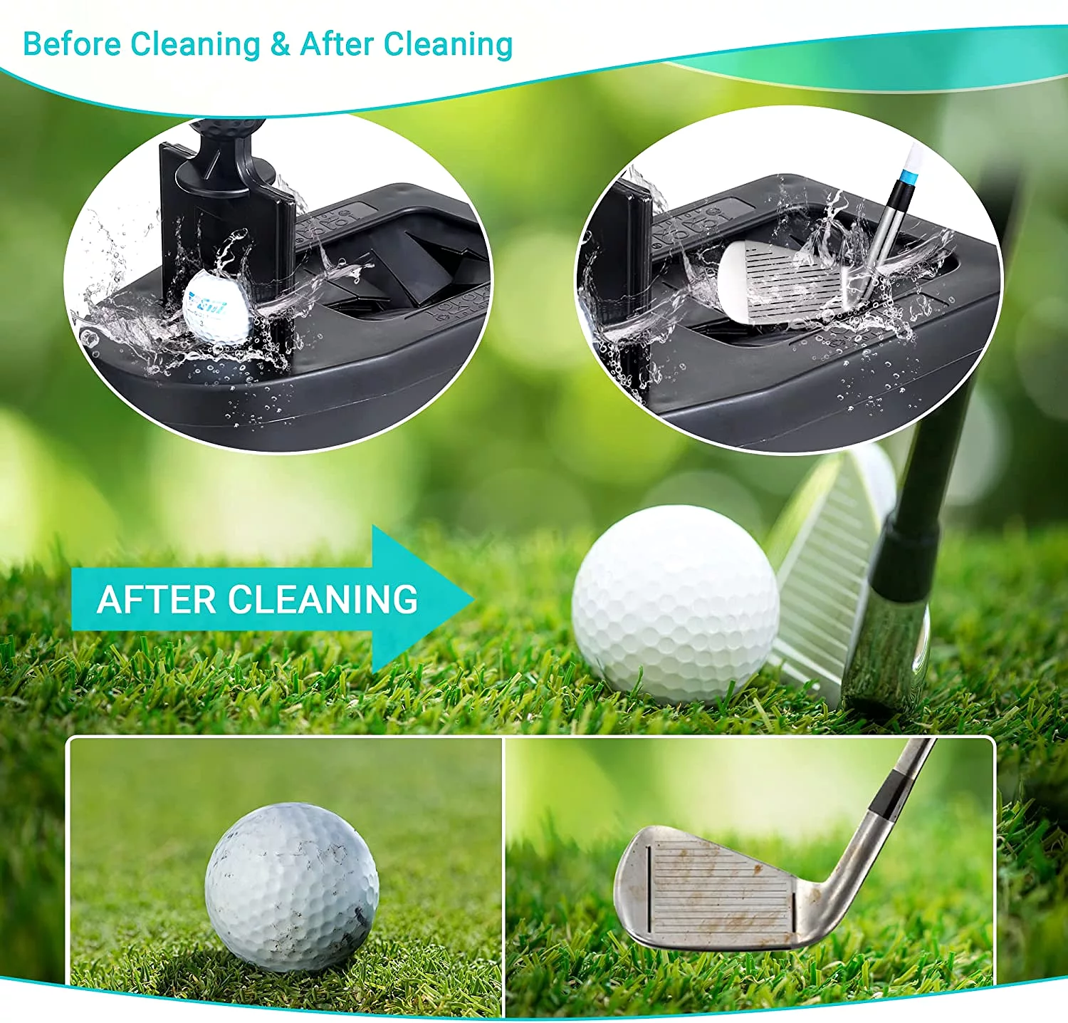 Golf Cart Ball Washer and Club Cleaning Kit Golf Cart Universal Accessories - 10L0L