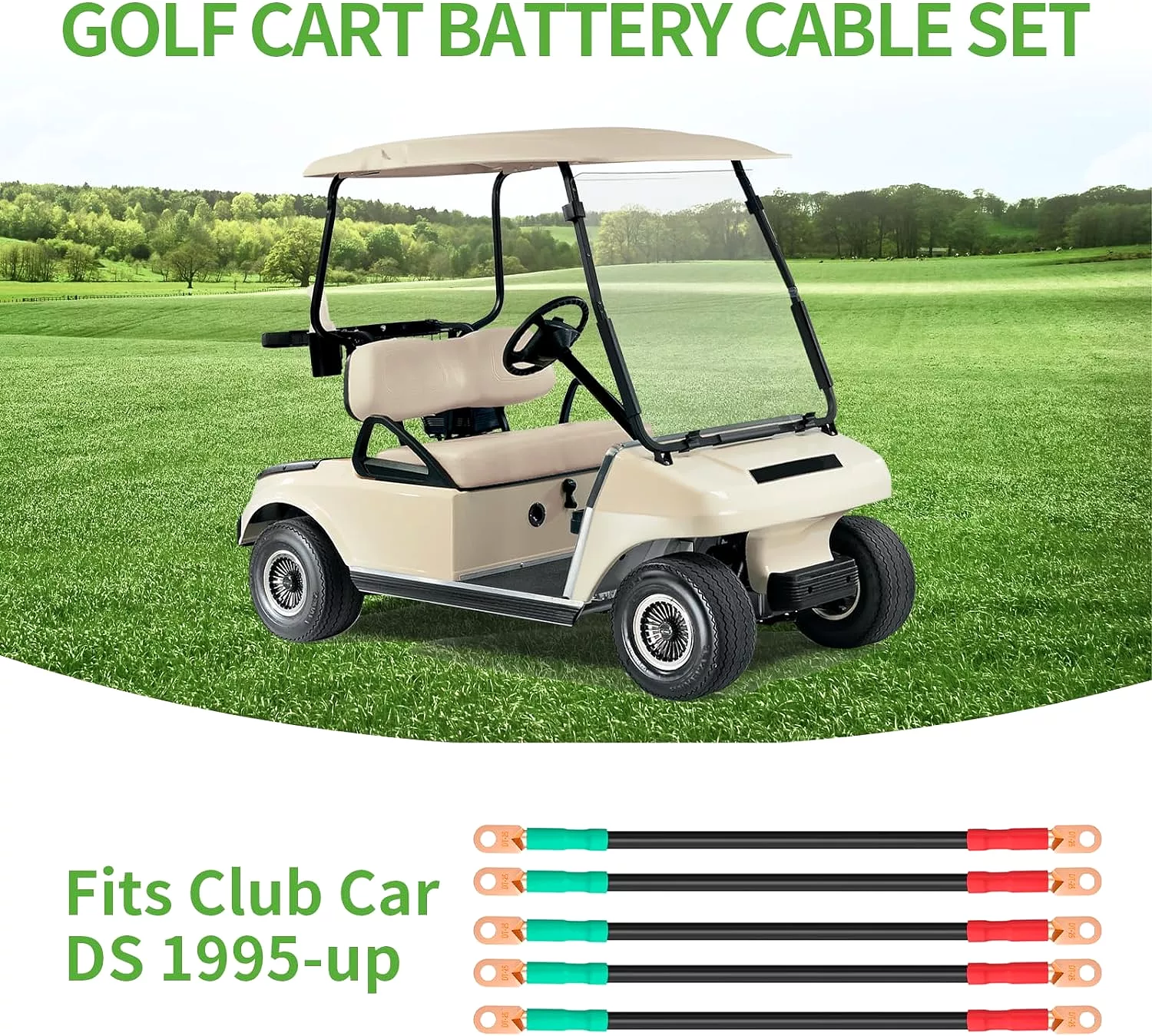 Golf Cart Battery Cable Kit Fits Club Car DS 48 Volt & Yamaha G2 G8 G9 36 Volt - 10L0L