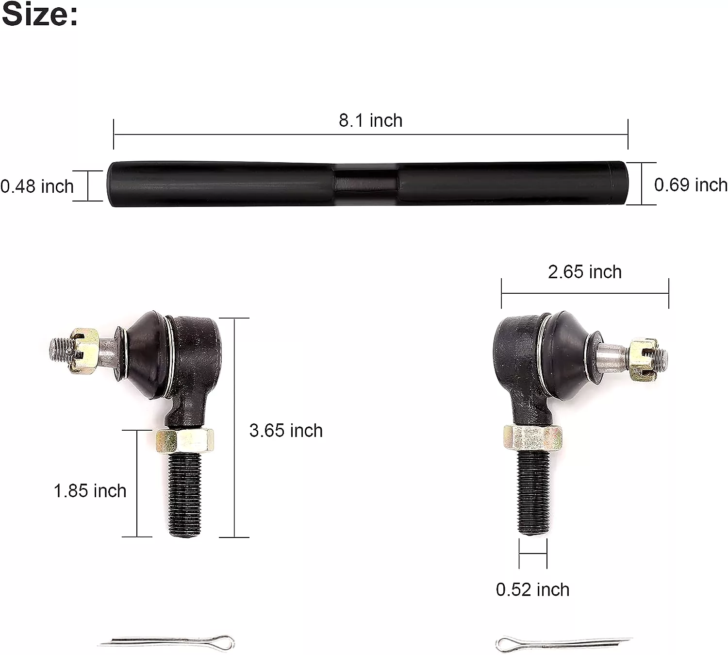 Golf Cart Steering Tie Rod End & Shaft Assembly Kit for EZGO TXT 1994.5-2001 - 10L0L