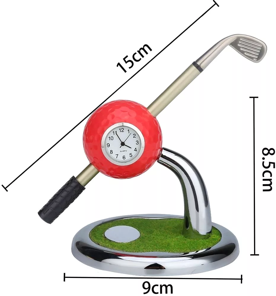 Golf Pen and Pen Holder with Clock Golf Accessories Desktop Decoration Gift - 10L0L