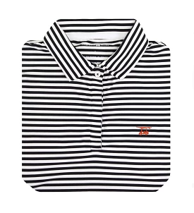 Ladies Albatross Polo - Black/White Wide Stripe