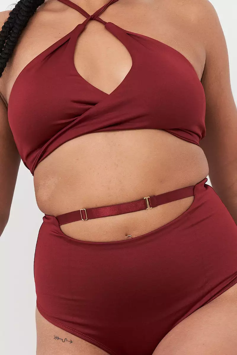 Lunalae Hannah High Waist Bottoms - Recycled Burgundy