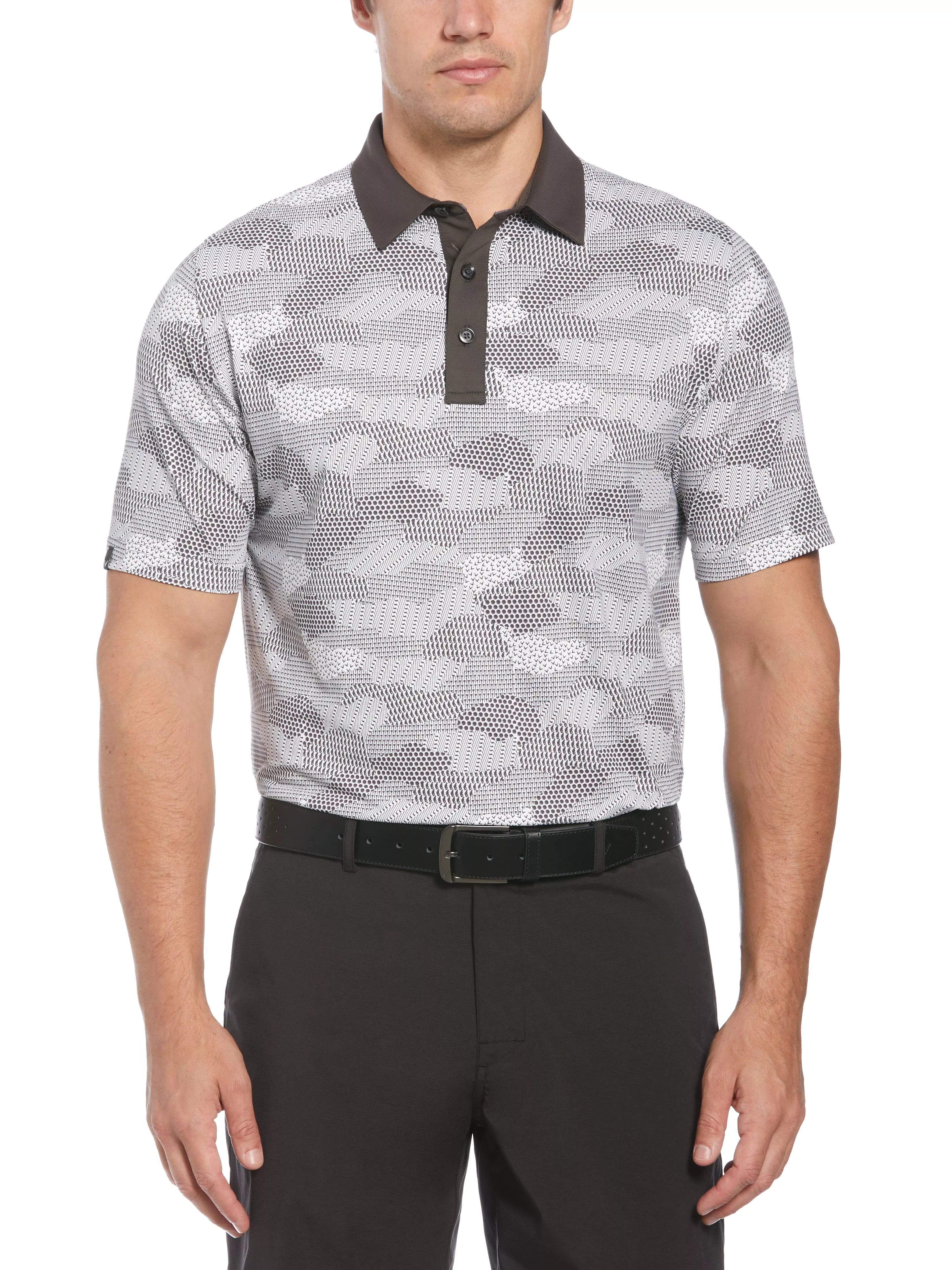 Mens Golf Cluster Print Golf Polo