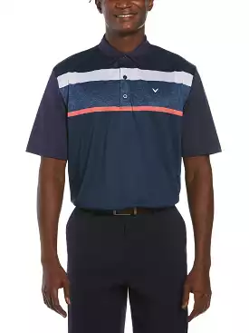 Mens Heather Texture Chest Block Polo