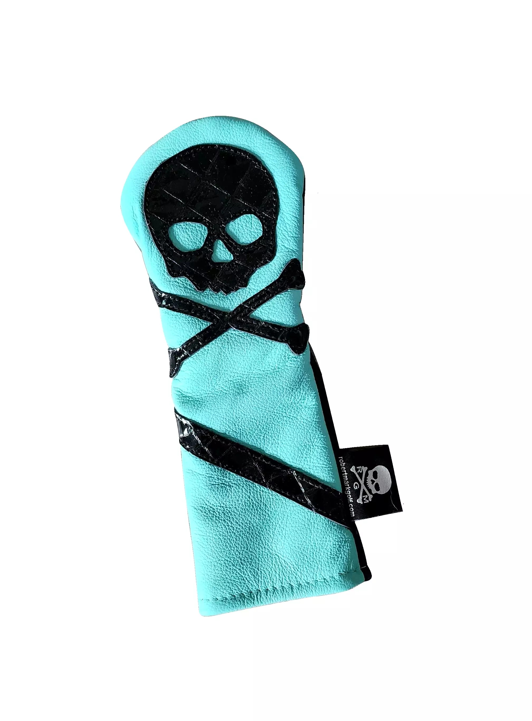 One-Of-A-Kind! Black Alligator emb. Skull & Bones Tiffany Blue Fairway Wood Headcover