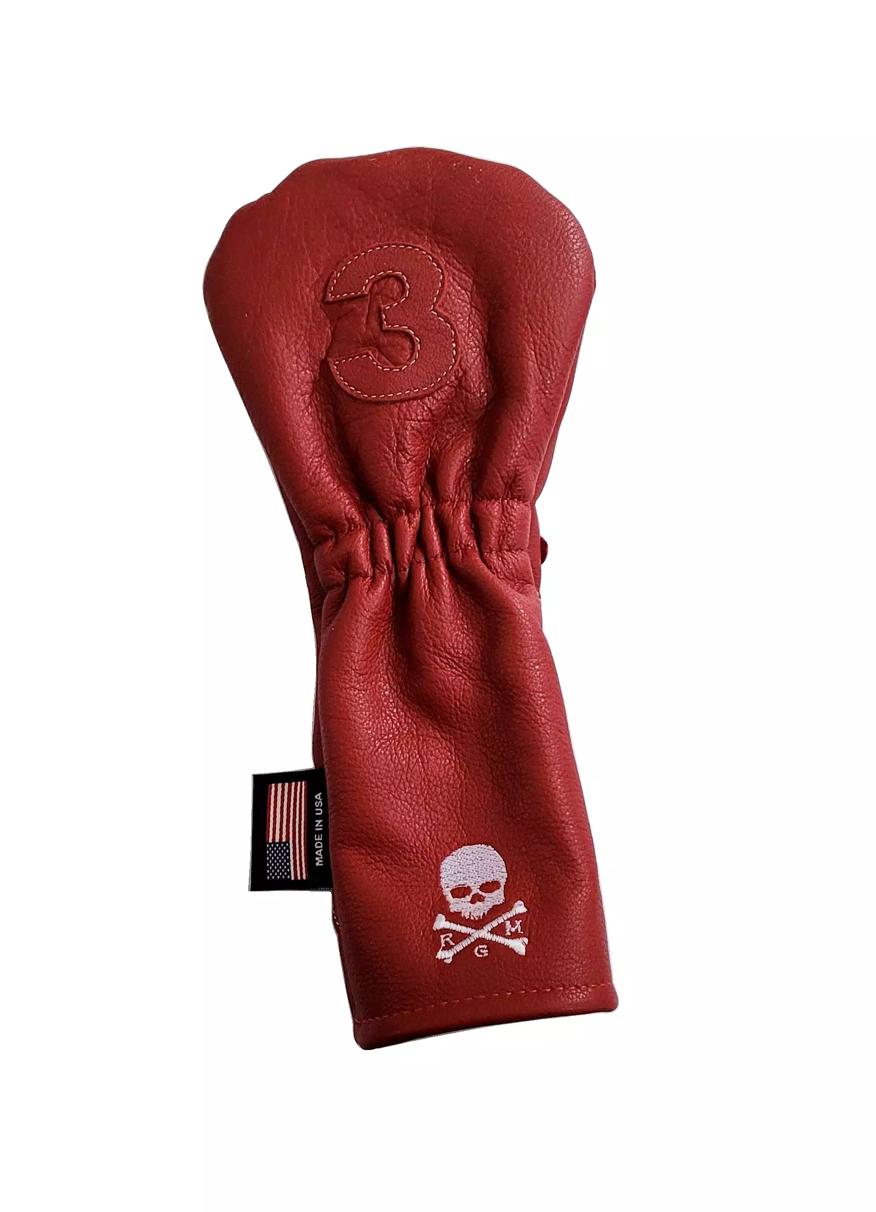 One-Of-A-Kind! Dark Red Skull & Bones 3 Wood Fairway Headcover