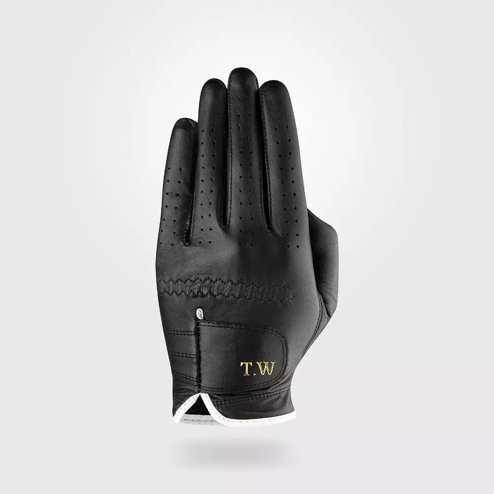 Personalised Premium Cabretta Leather Golf Glove (MENS) - Black