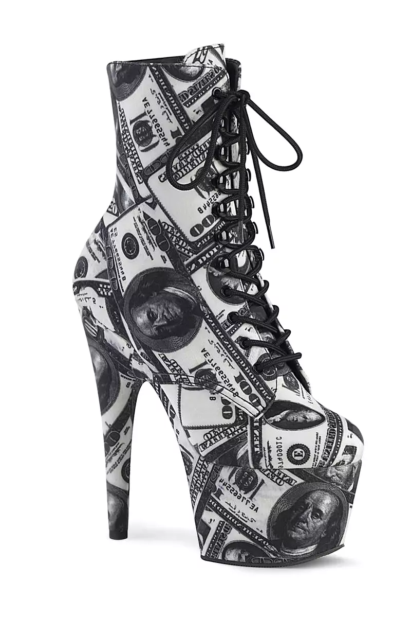 Pleaser USA Adore-1020DP 7inch Pleaser Boots - Money Print