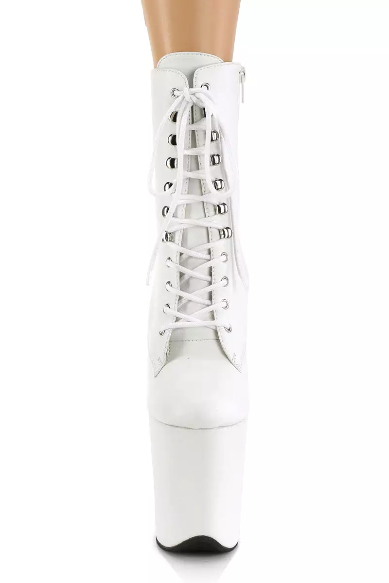 Pleaser USA Flamingo-1020LWR 8inch Real Leather Boots - Matte White