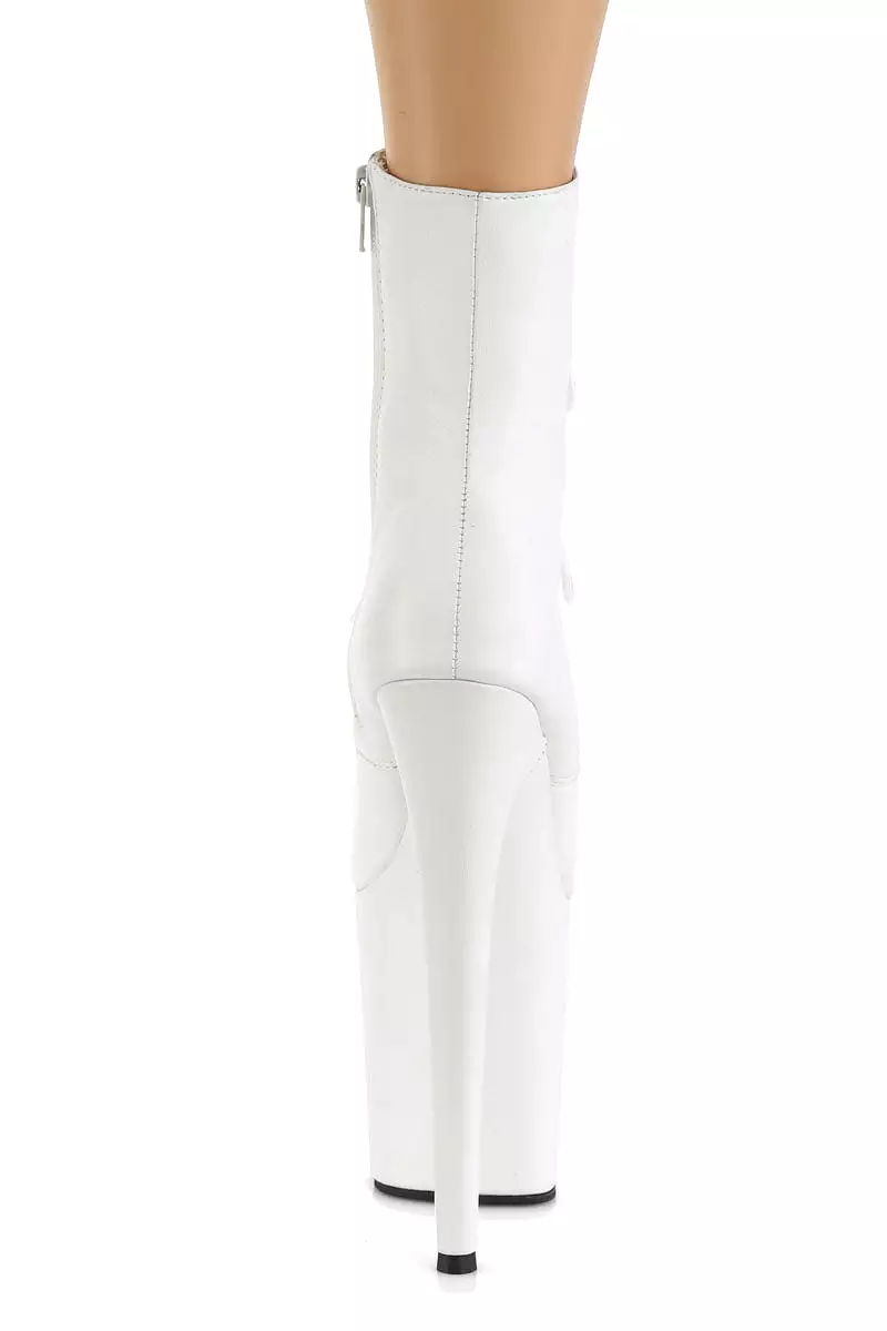 Pleaser USA Flamingo-1020LWR 8inch Real Leather Boots - Matte White