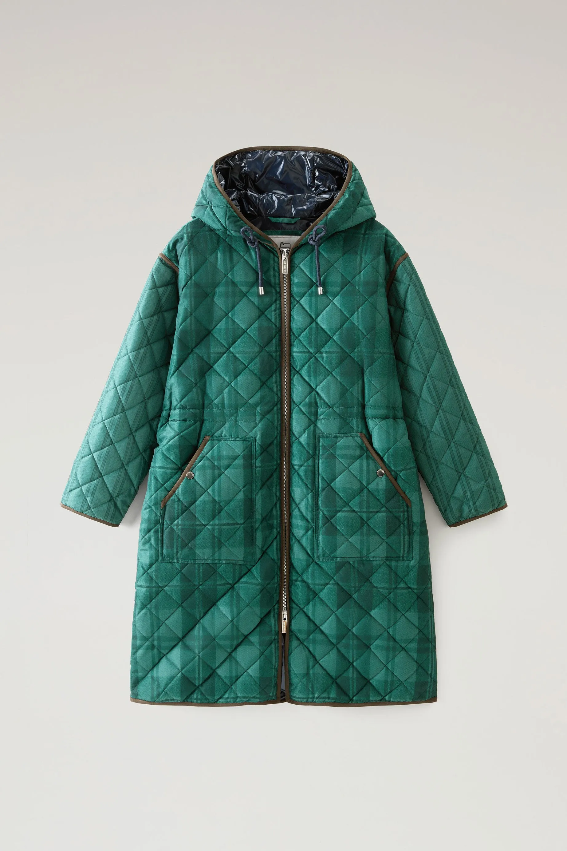 Quilted Patchwork Parka with Satin Nylon Lining Spruce Green Patchwork