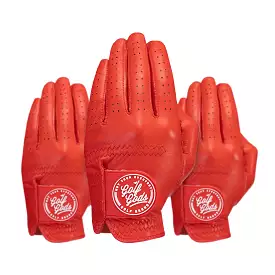 Red Cabretta Leather Golf Glove 3 PACK