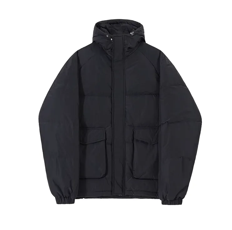 RT No. 10626 BLACK WORK HOODED PUFFER JK