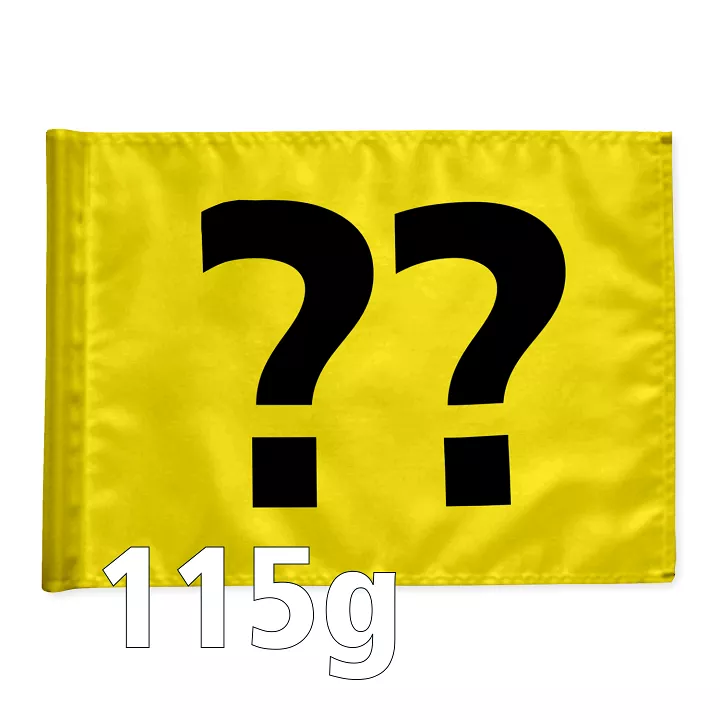 Stykvis golf flag i gul med valgfri hulnummer, 115 gram flagdug