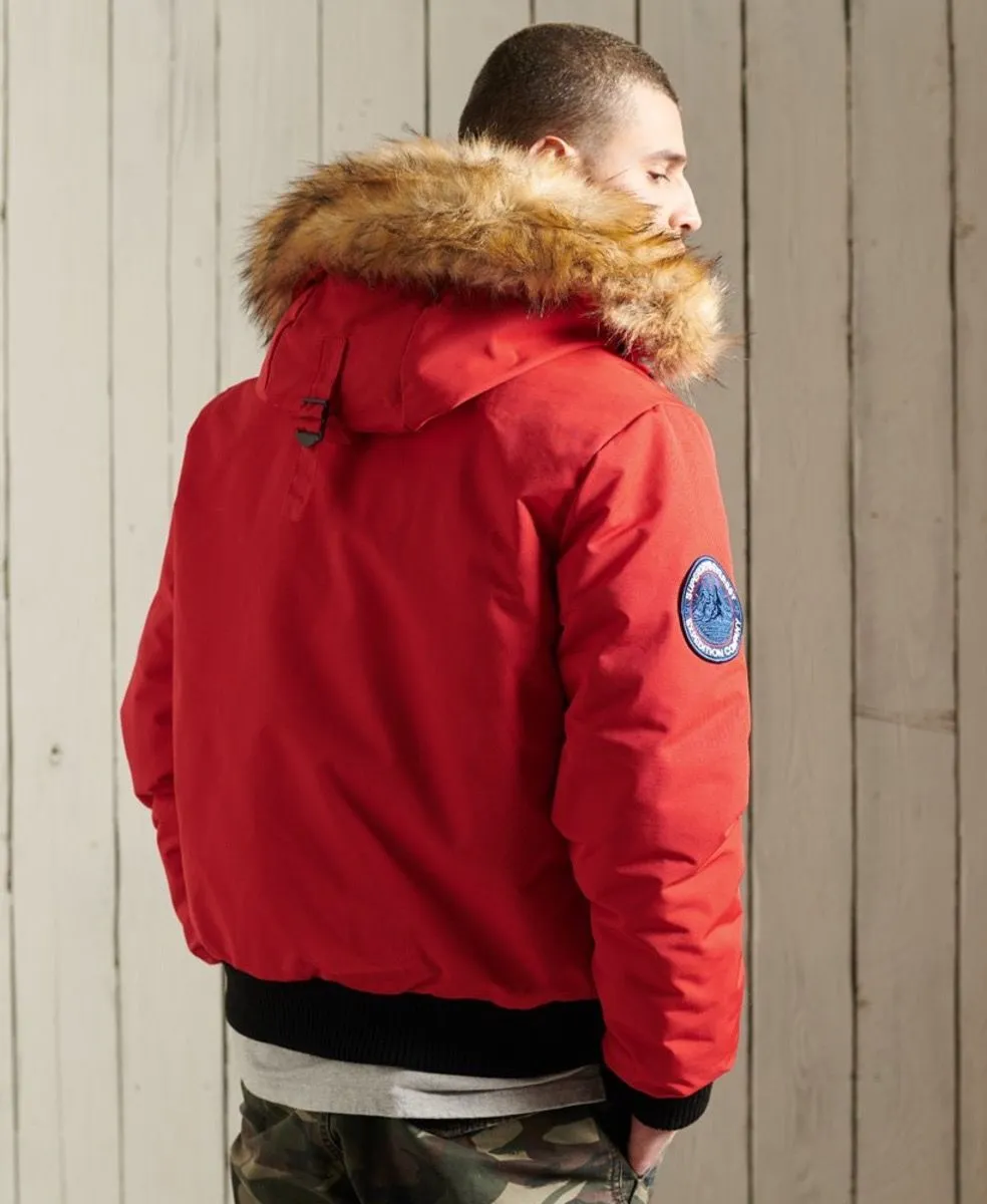 Superdry Everest Bomber Faux Fur Parka Jacket High Risk Red