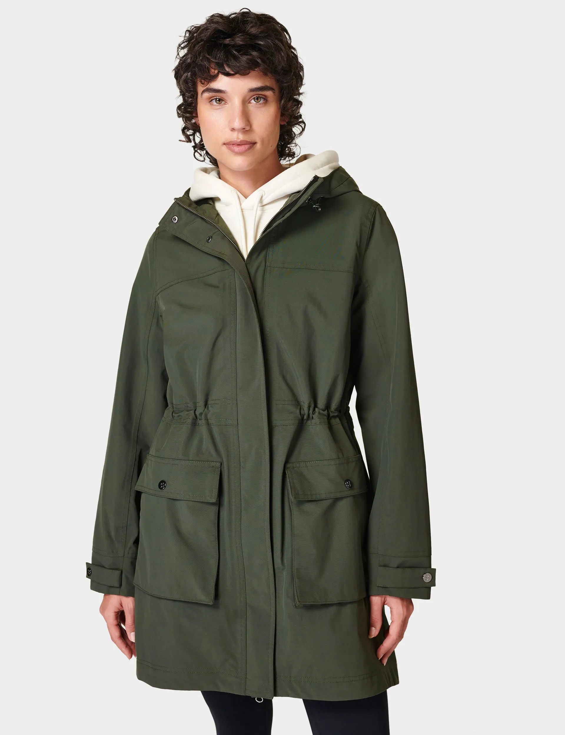 Sweaty Betty Stride Waterproof Parka - Dark Forest Green