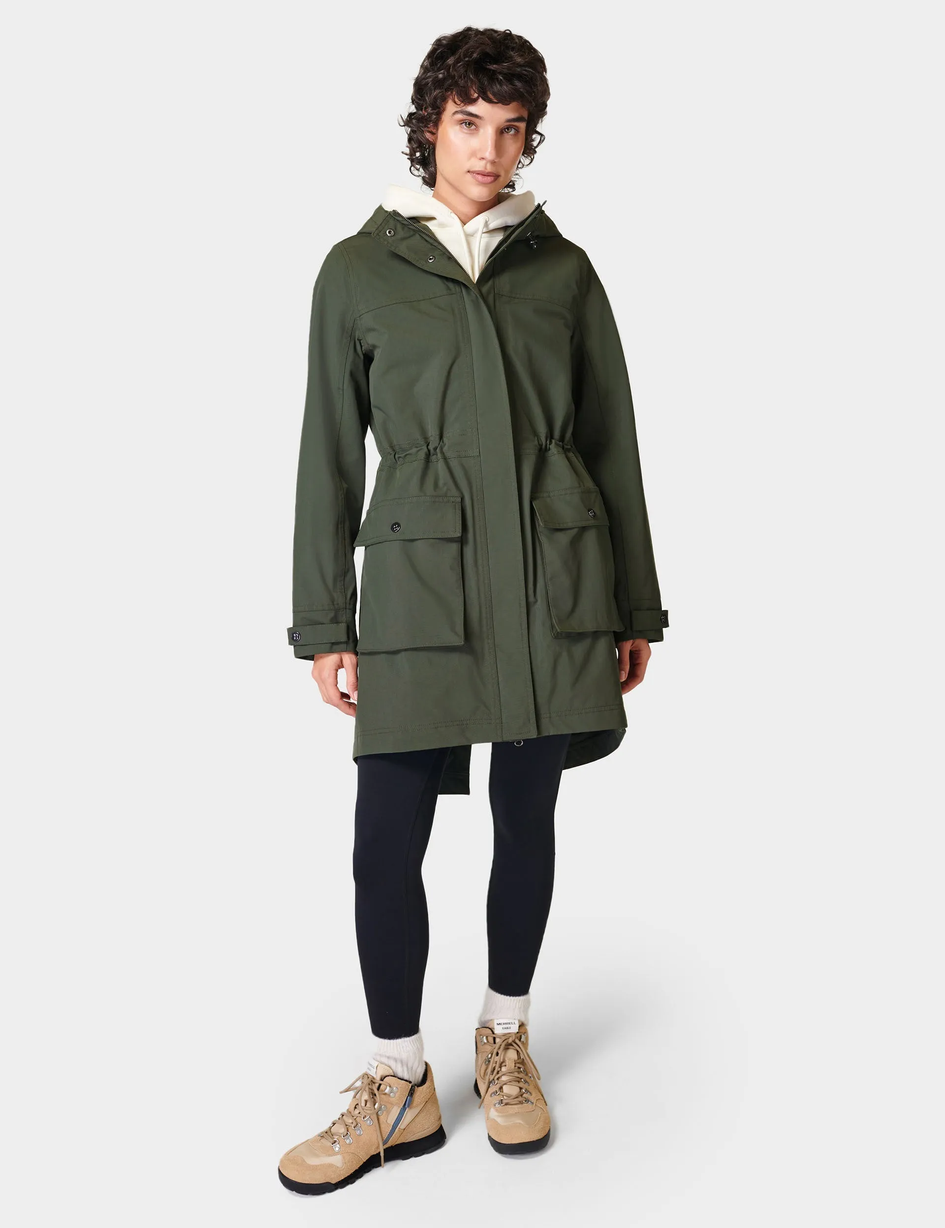 Sweaty Betty Stride Waterproof Parka - Dark Forest Green