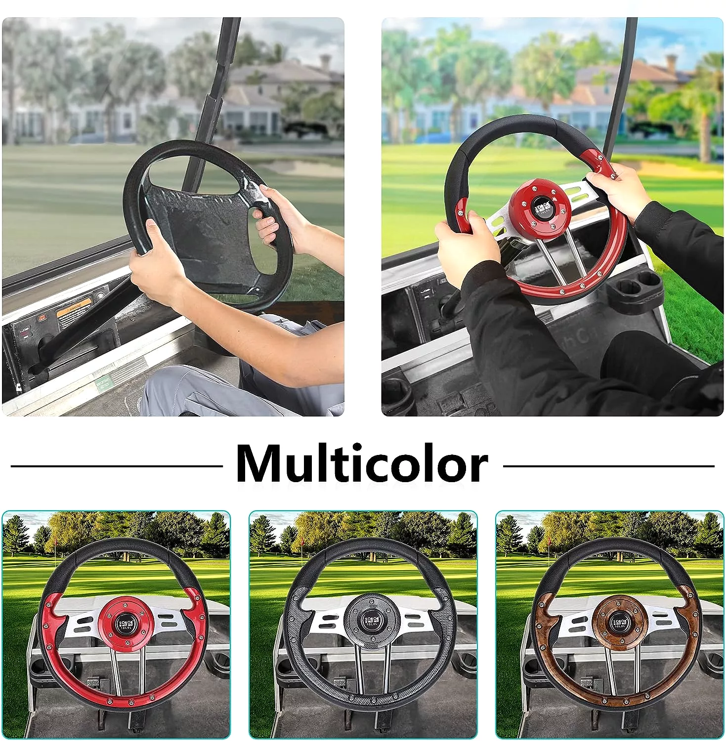 Universal golf cart steering wheels for sale red brown silver optional - 10L0L