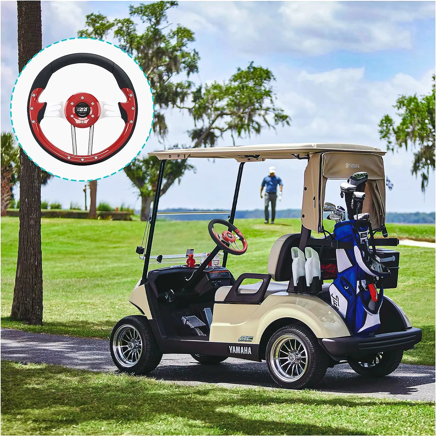 Universal golf cart steering wheels for sale red brown silver optional - 10L0L