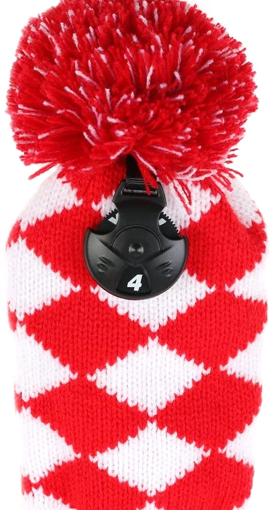 Volf Golf Knit Red White Diamond Headcover Set