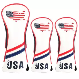 Volf Golf Red White Blue Leather USA Headcovers