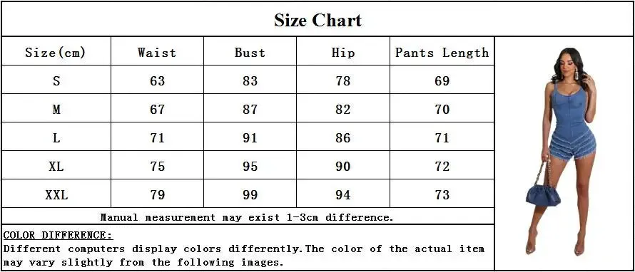 Women's Sexy Summer Style Sleeveless Denim Jeans Bodycon Short Romper